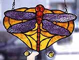 10" Dragonfly Tiffany leaded glass and bronze panel