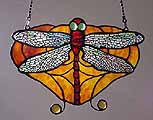 10" Dragonfly Tiffany leaded glass and bronze panel
