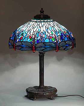 Tiffany Lamp Dragonfly on telescoping Libary base